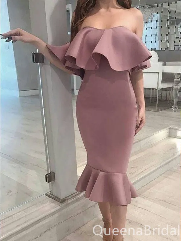 Gorgeous Elegant Off-the-shoulder Mermaid Evening Gown Tea-length Maxi Long Formal Dresses Prom Dresses ,WGP906