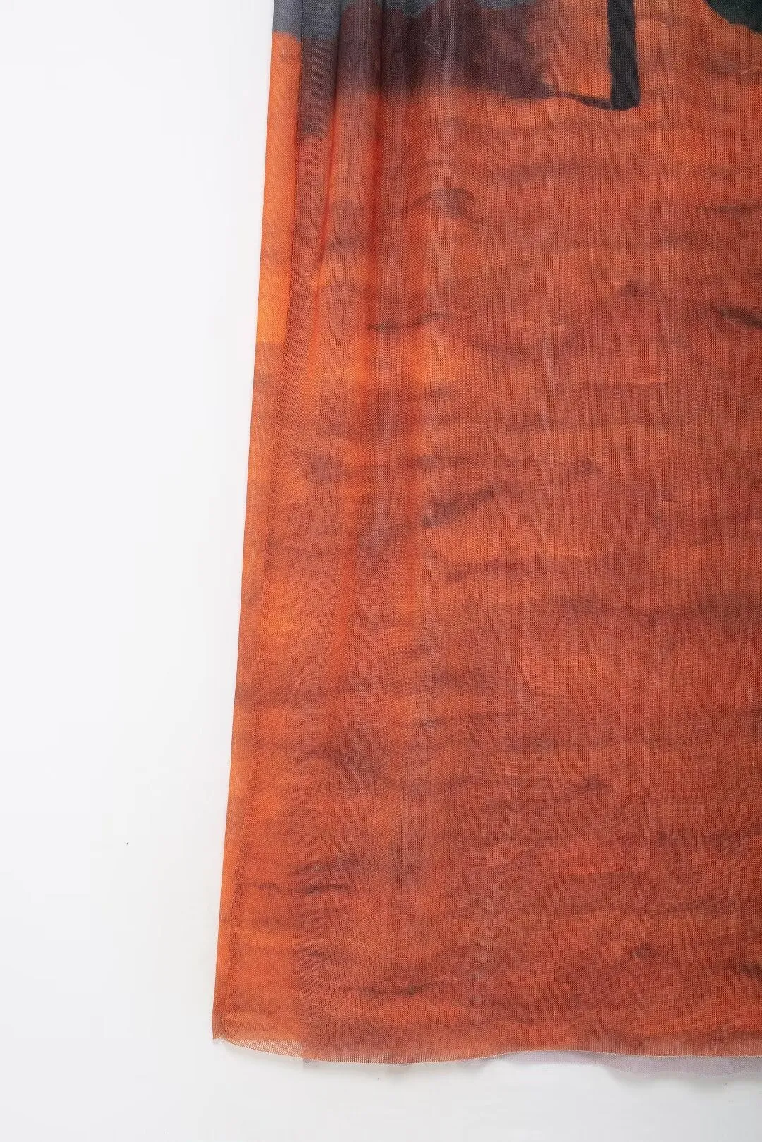 Graphic Print Sleeveless Midi Dress