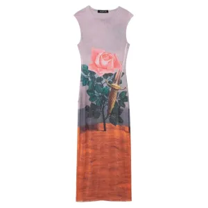 Graphic Print Sleeveless Midi Dress