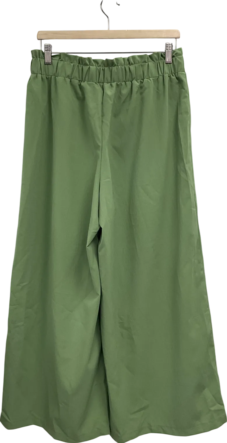Green Curve Pull On Wide Leg Trousers UK XL