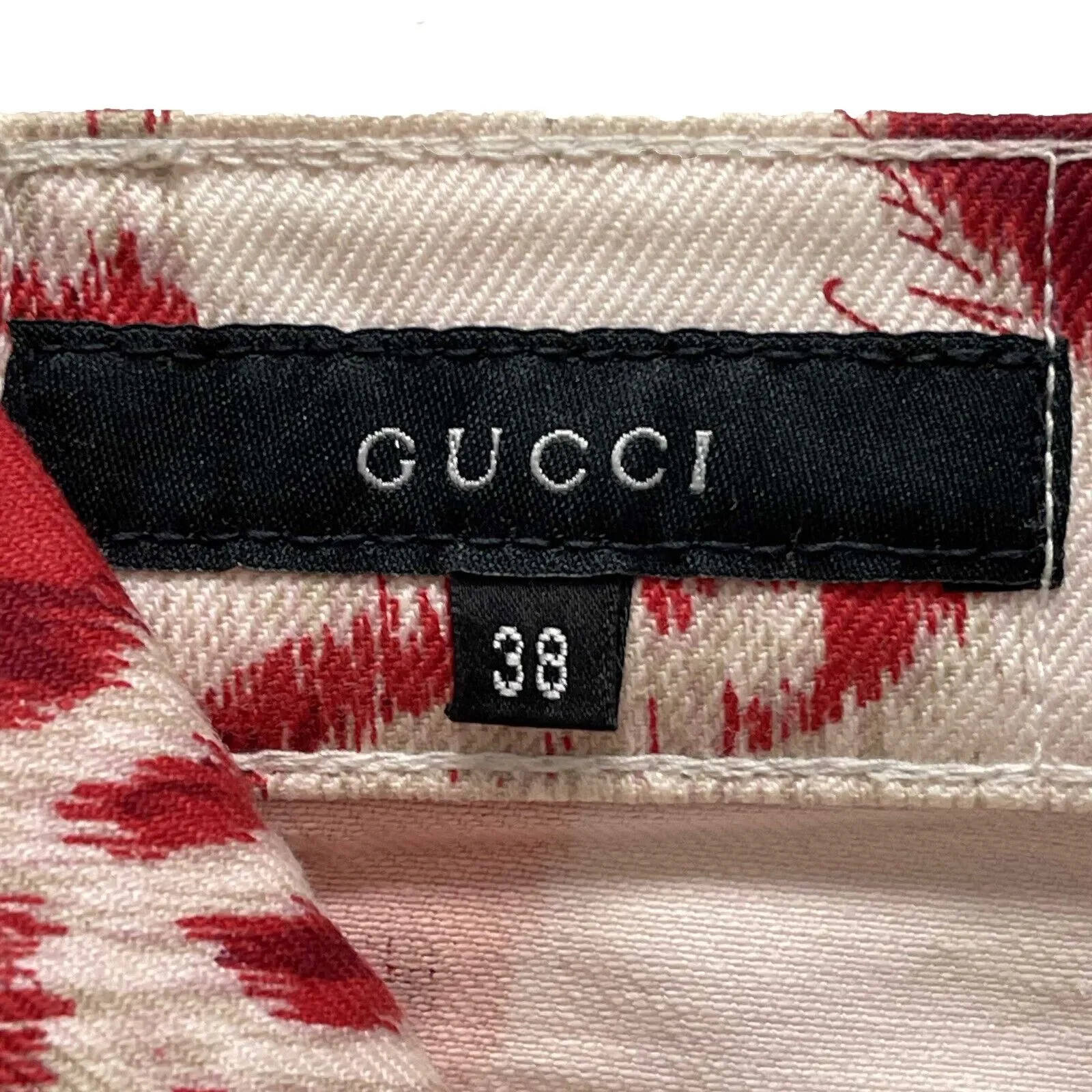 Gucci ULTRA RARE Runway Tom Ford Hawaii red and white jeans pants 38 US 2