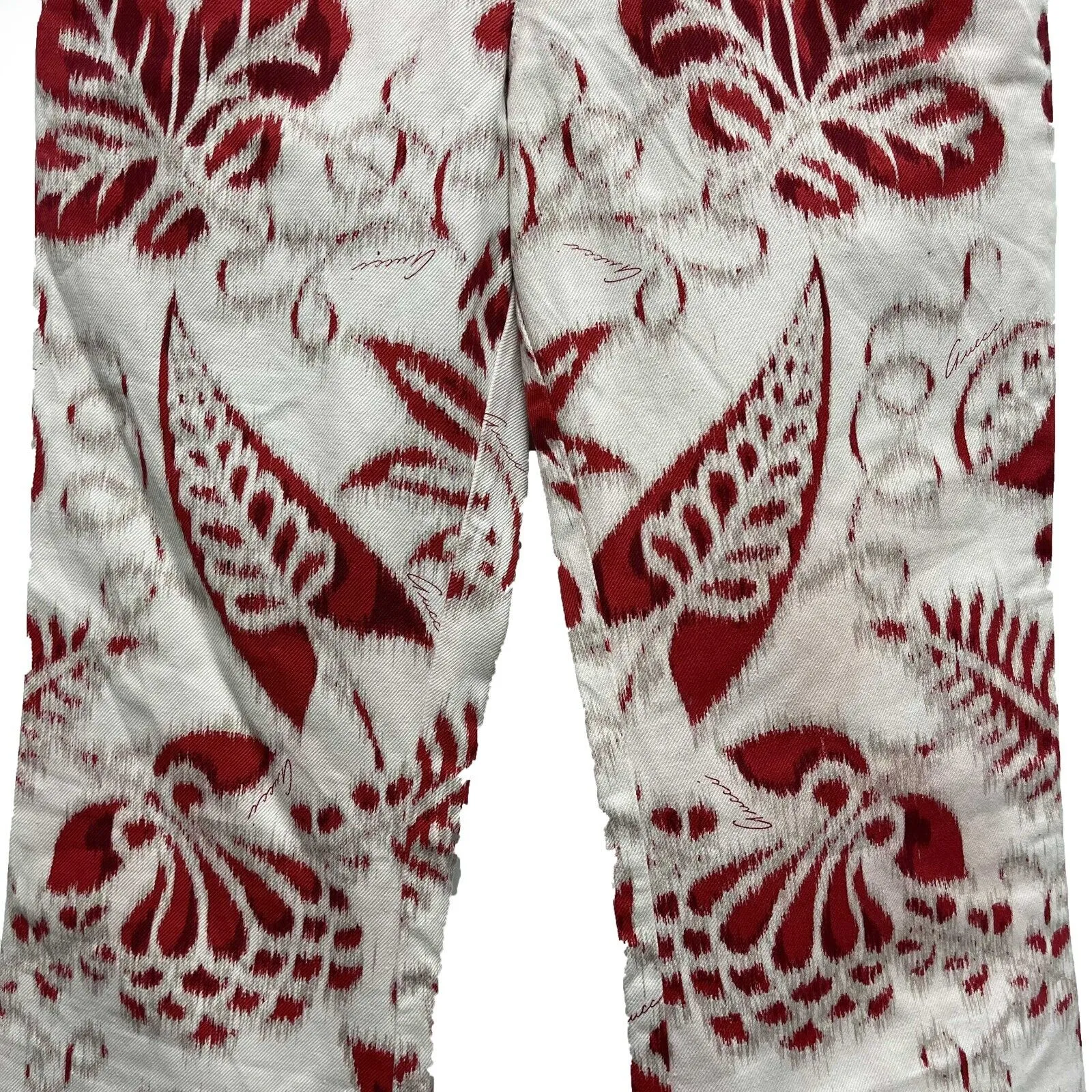 Gucci ULTRA RARE Runway Tom Ford Hawaii red and white jeans pants 38 US 2