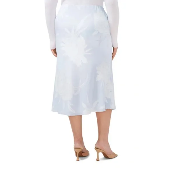 HALOGEN: Pull-on Midi Skirt In Blooming Blue (NWOT)