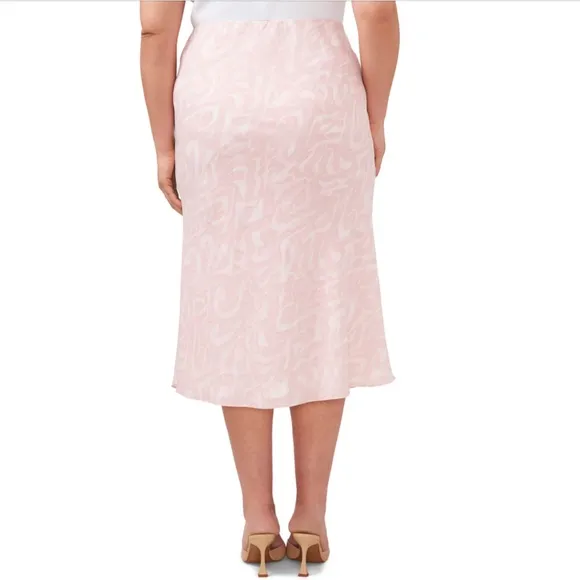 halogen(r): Pull-On Midi Skirt in Scrolling Lines Pink (NWT)