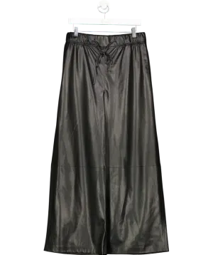 H&M Black Coated Wide Leg Trousers UK M