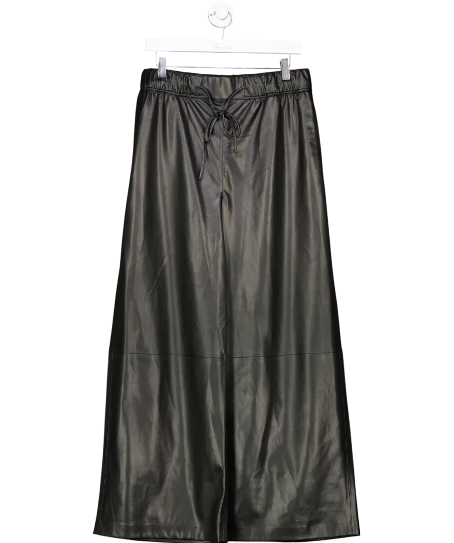 H&M Black Coated Wide Leg Trousers UK M