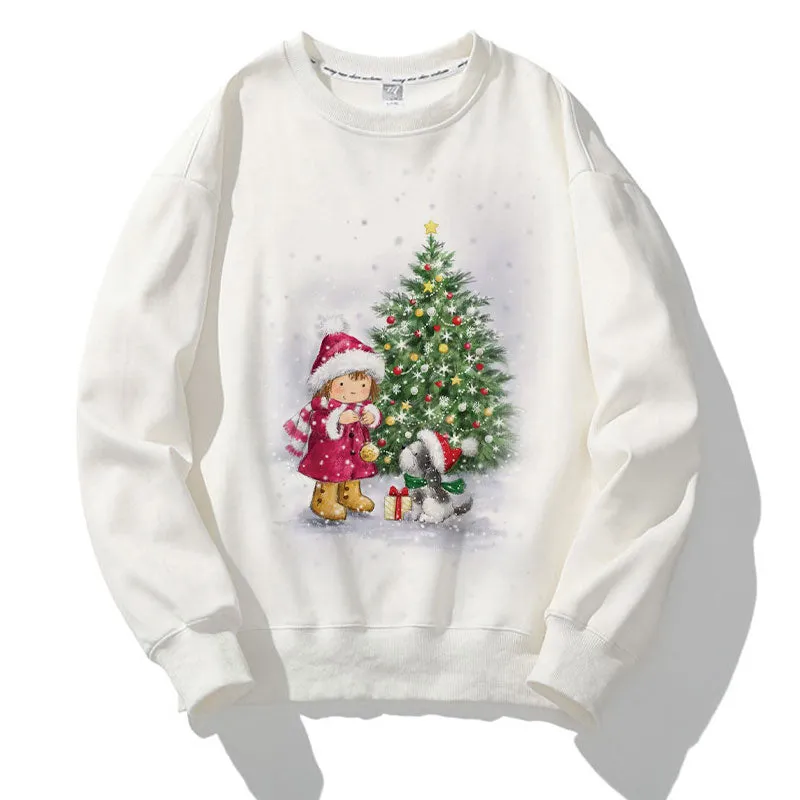 Happy 2021 Christmas O-Neck White Sweater Z