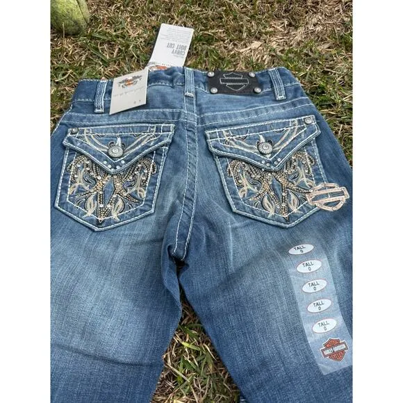 Harley Davidson NWT Midrise Curvy Bootcut Jeans-Size 0 Tall