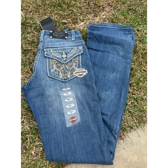 Harley Davidson NWT Midrise Curvy Bootcut Jeans-Size 0 Tall