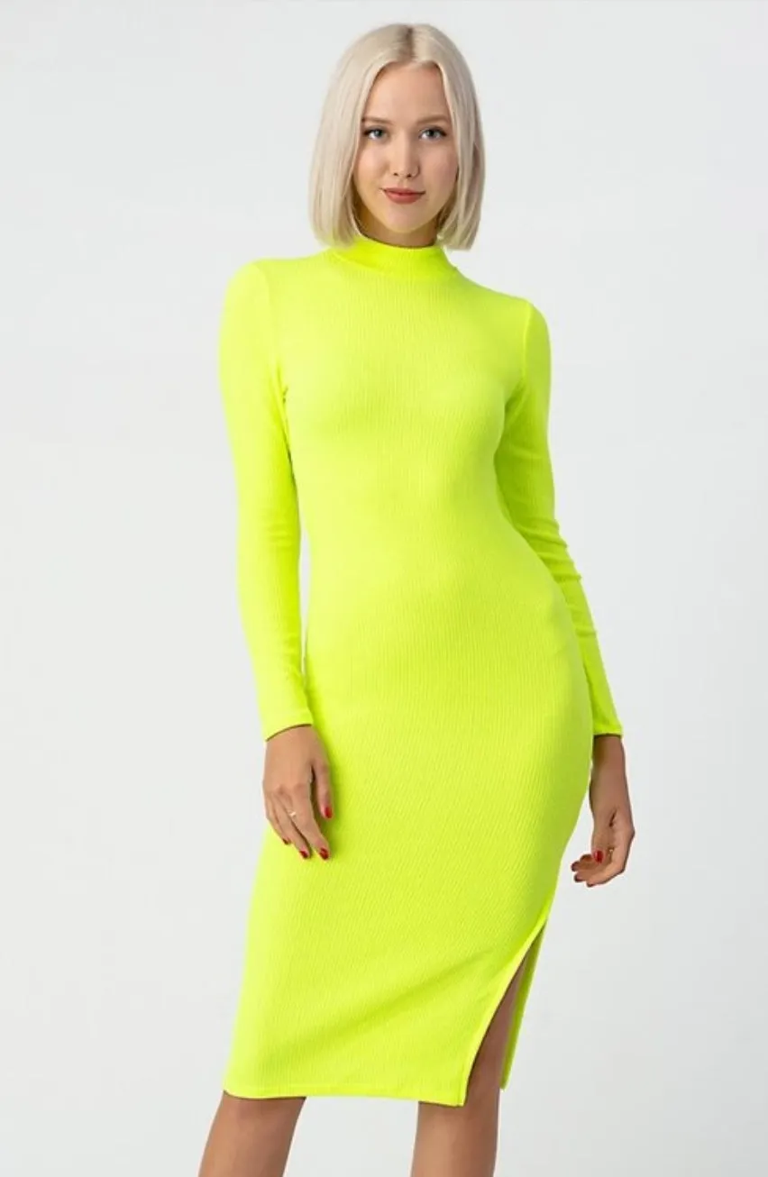 Her Neon Side Slit Bodycon