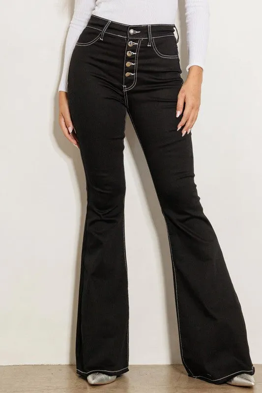 High Rise Black Flared Denim Jeans