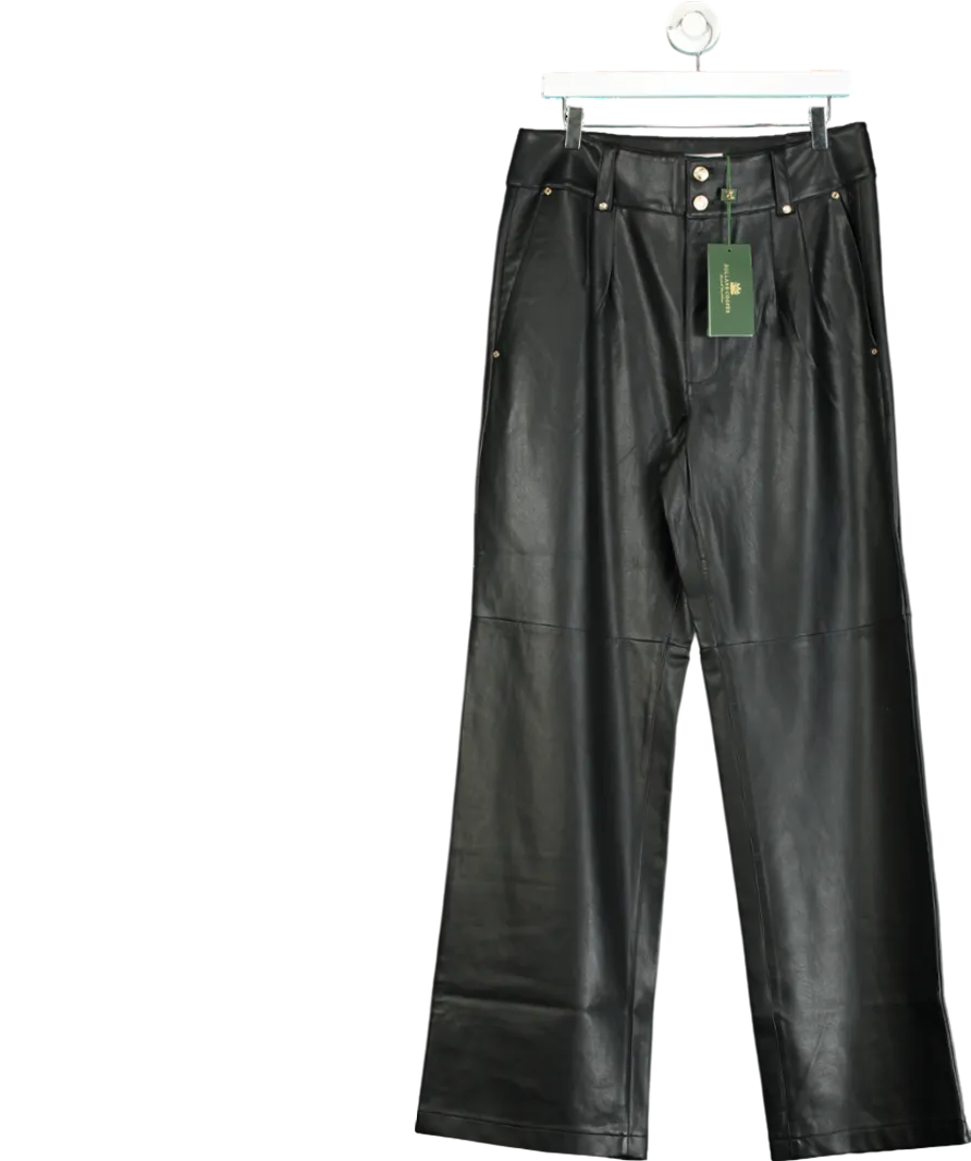 Holland Cooper Black High Waisted Faux Leather Trousers UK 14