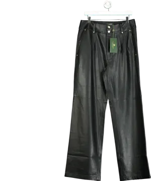 Holland Cooper Black High Waisted Faux Leather Trousers UK 14