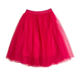 Hot Pink Tulle Skirt Mid Length SZ M Haute Monde Elastic Waist NWT