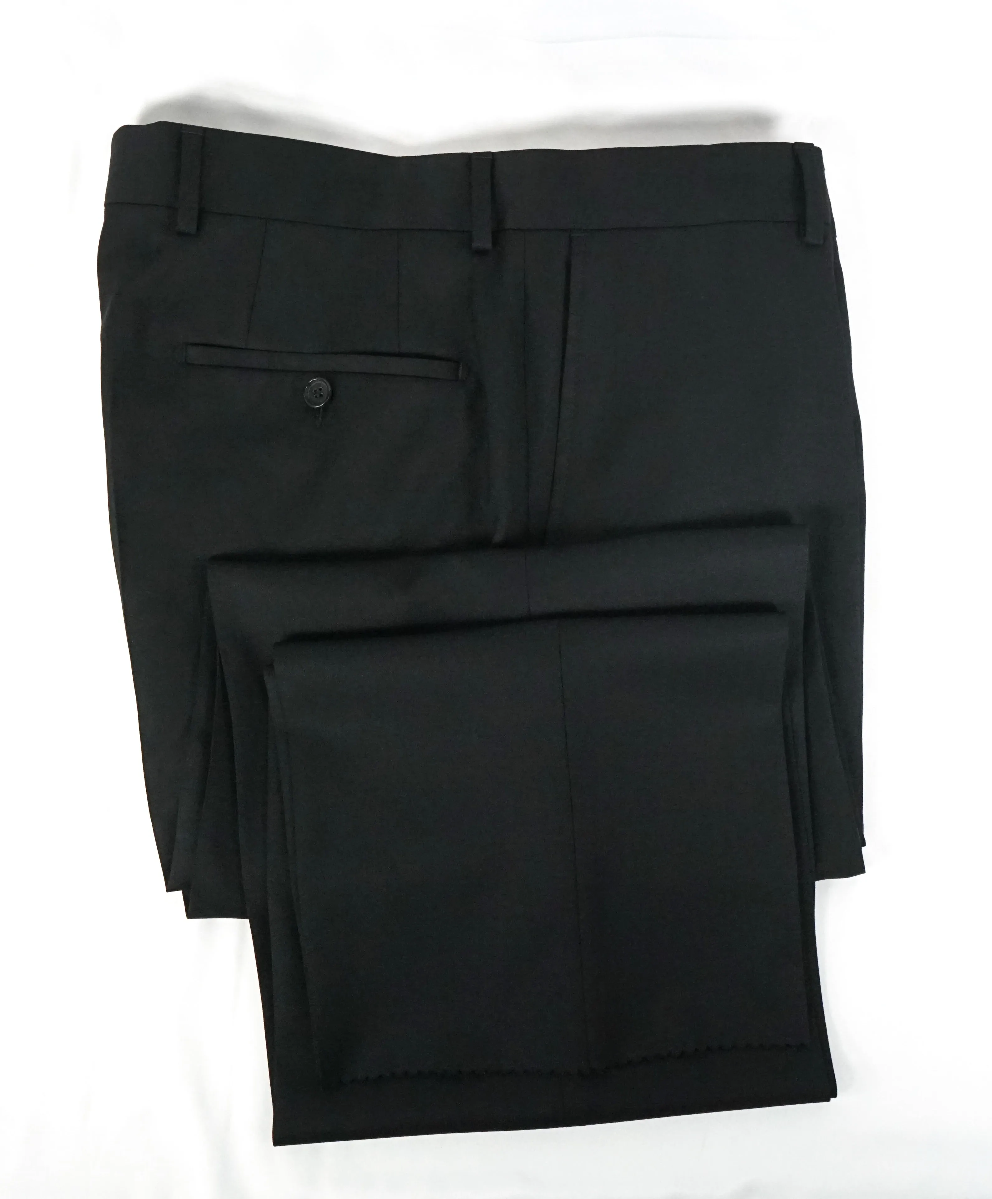 HUGO BOSS - “Pasoloni/Movie US_2" Solid Black Wool Flat Dress Pants - 36W
