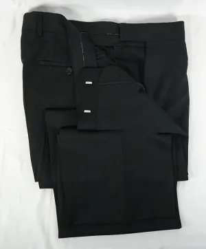 HUGO BOSS - “Pasoloni/Movie US_2" Solid Black Wool Flat Dress Pants - 36W