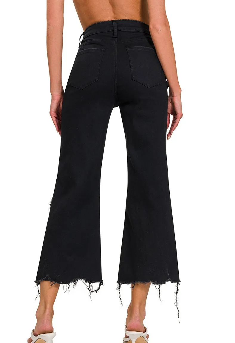 HW DISTRESSED KNEE FLARE JEAN BY ZENANA
