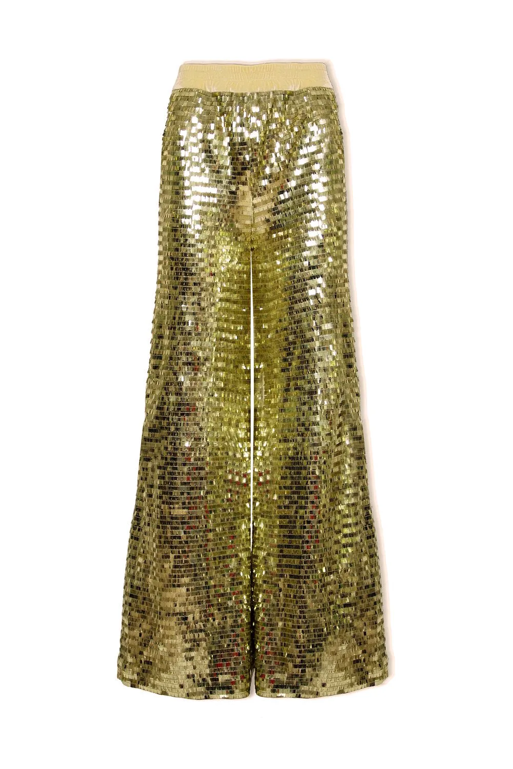 Ilona Rich Gold Squared Sequin Wide Leg Trousers