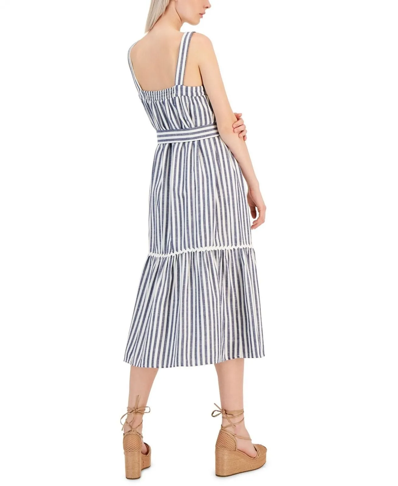 I.n.c. International Concepts Striped Sleeveless Sundress Dress Navy White 14