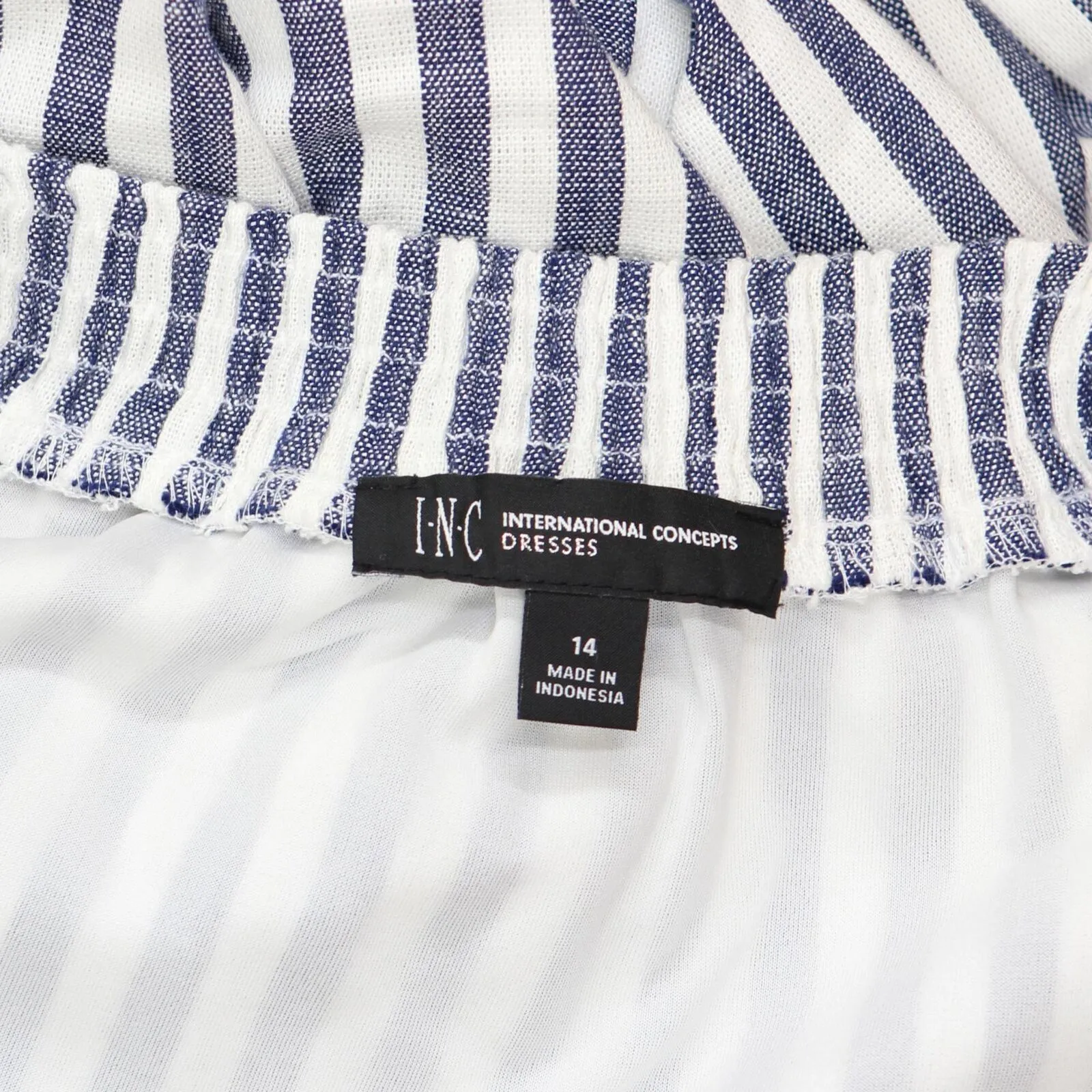 I.n.c. International Concepts Striped Sleeveless Sundress Dress Navy White 14