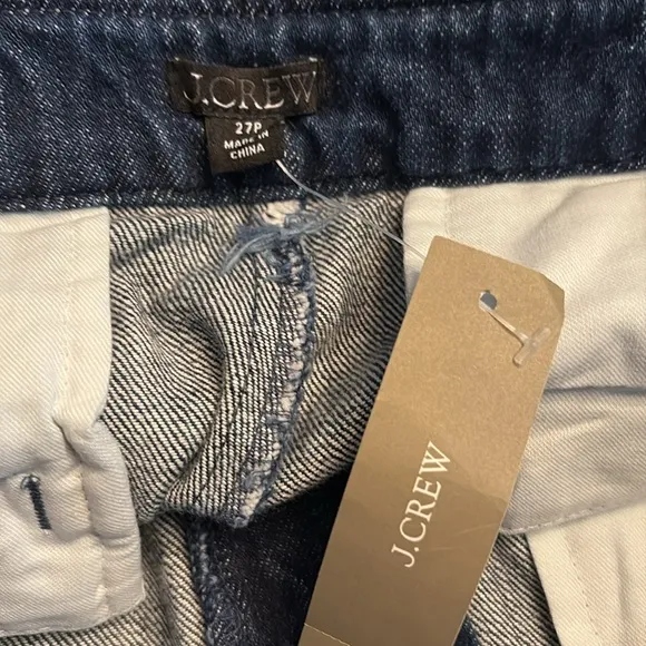 J. Crew Women’s Tapered jean with pleats 1984 rigid denim deep blue Sz 27P NWT