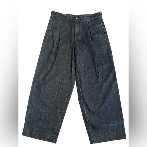 J. Crew Women’s Tapered jean with pleats 1984 rigid denim deep blue Sz 27P NWT