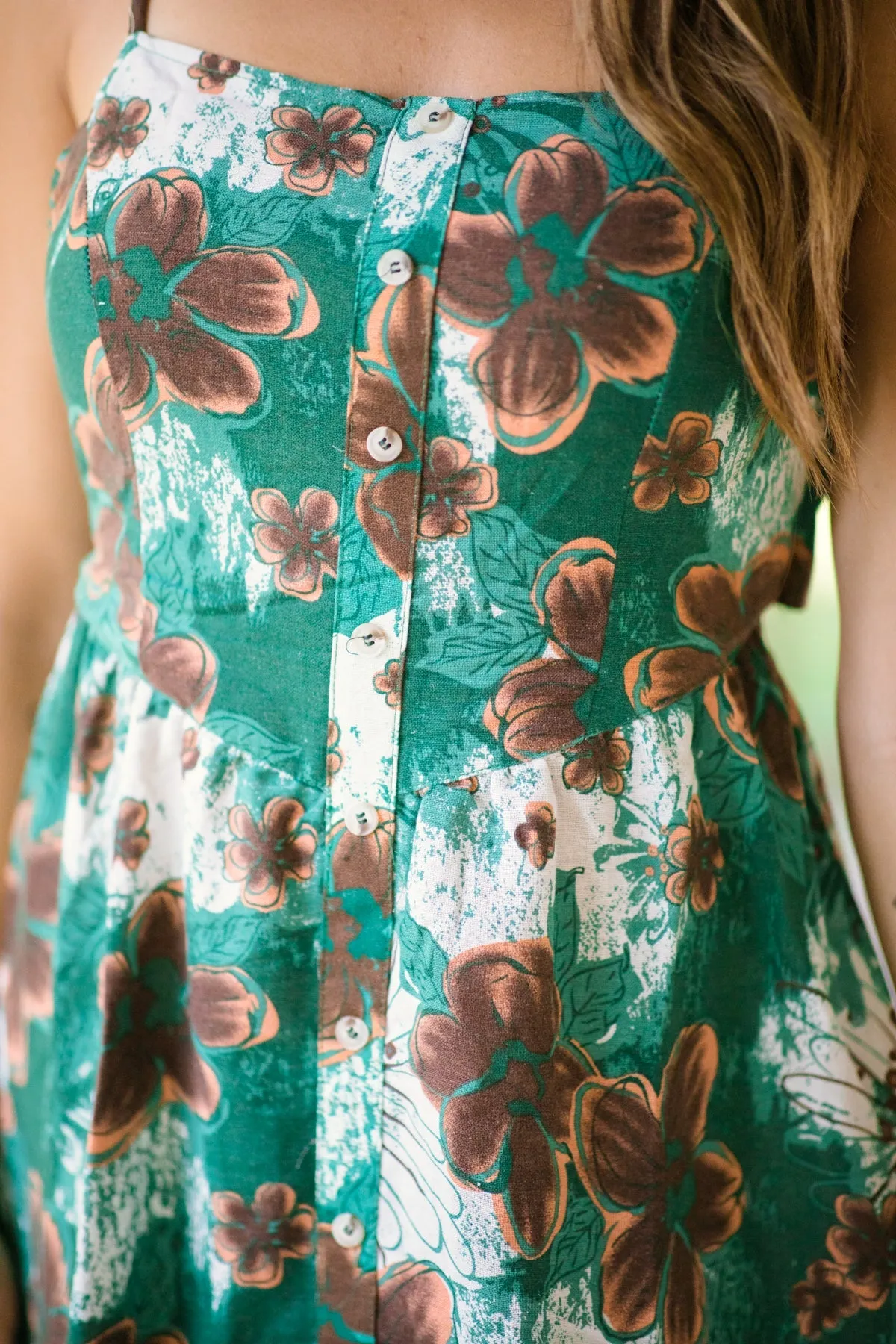 Jade and Brown Floral Print Maxi Dress