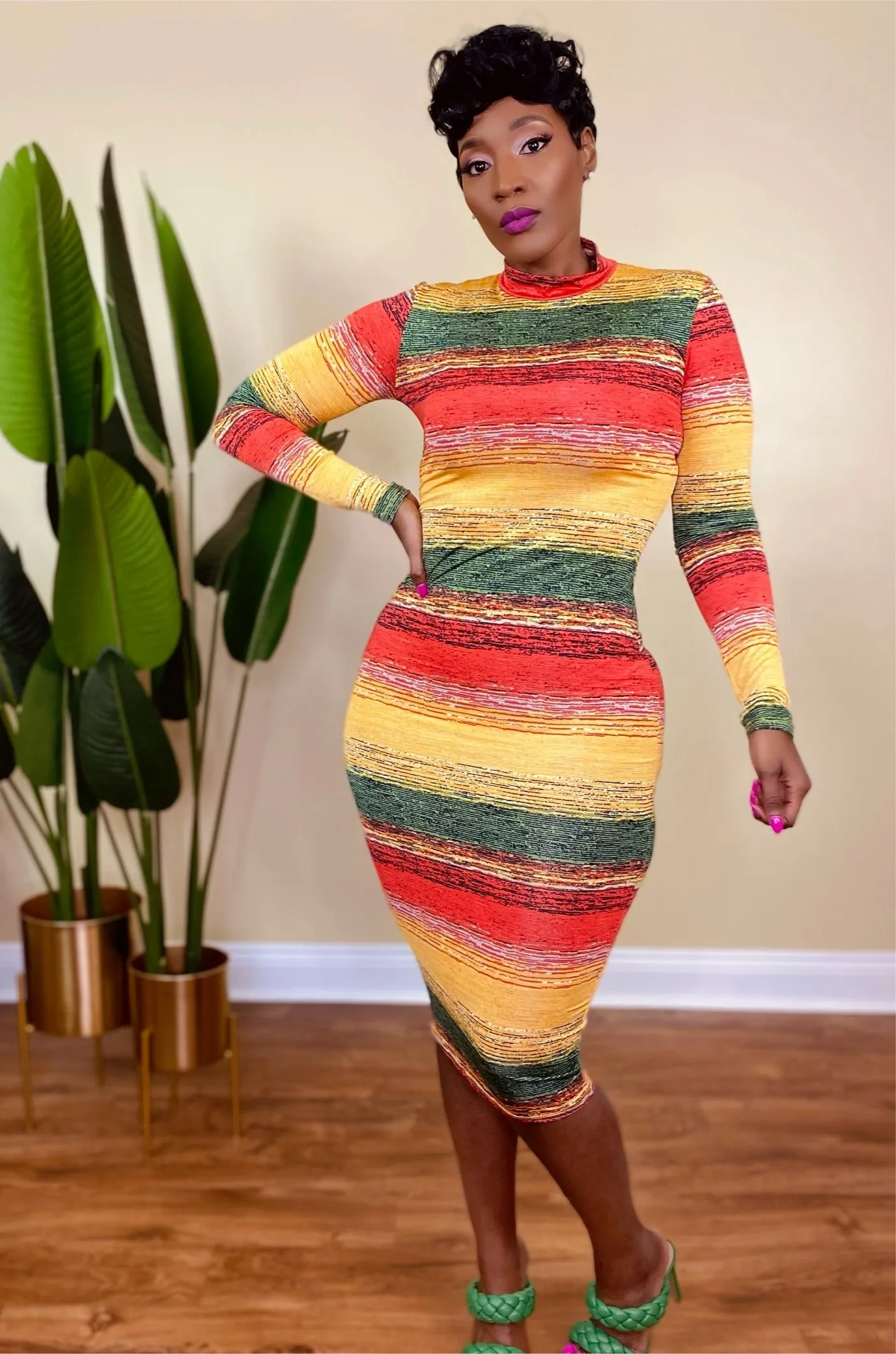 JAMAICA VIBES MIDI DRESS