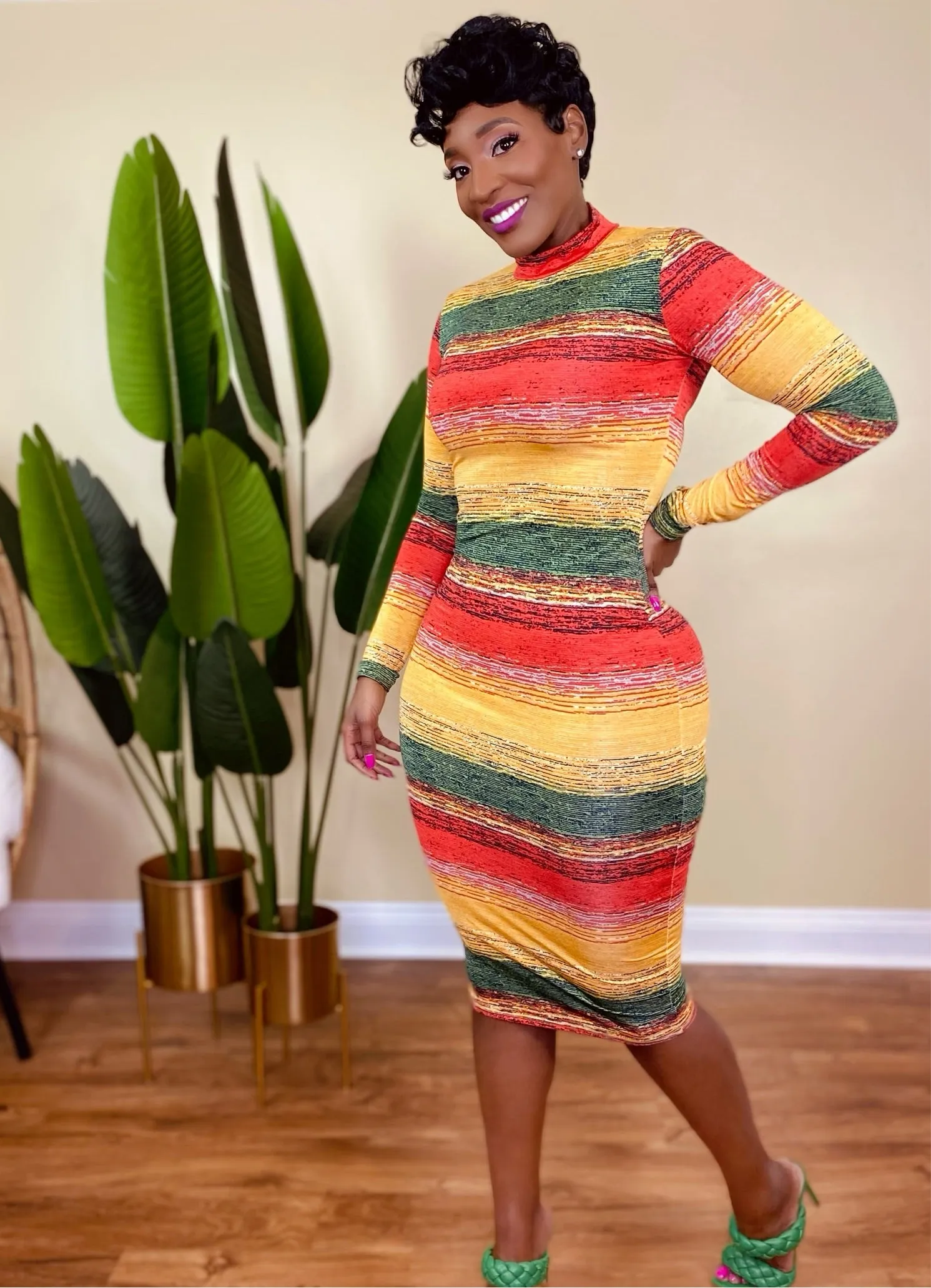 JAMAICA VIBES MIDI DRESS