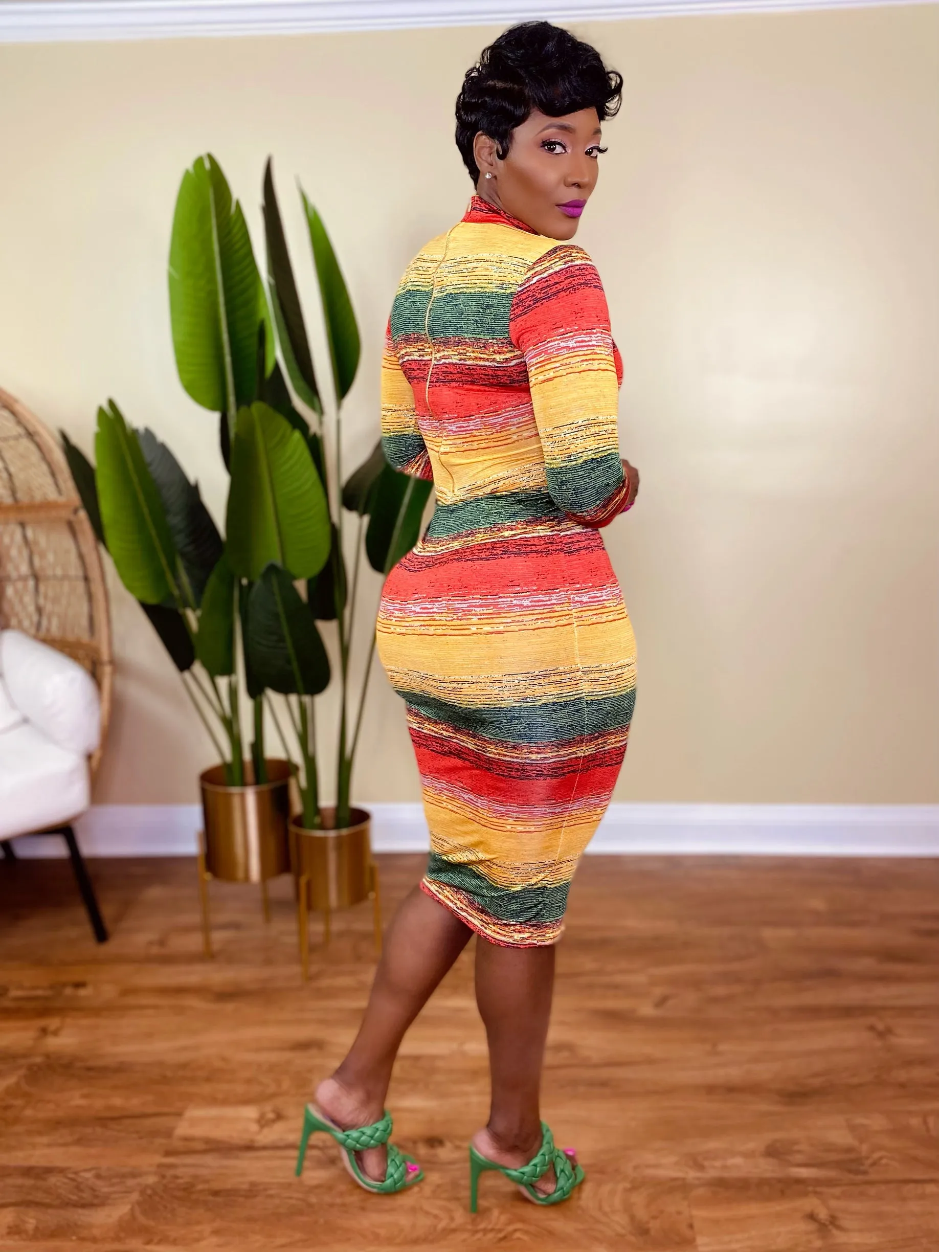 JAMAICA VIBES MIDI DRESS