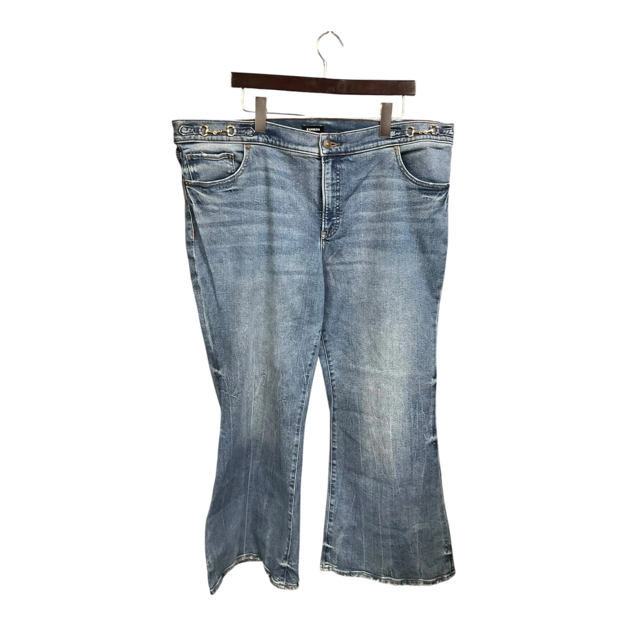 Jeans Flared By Express In Blue Denim, Size: 18