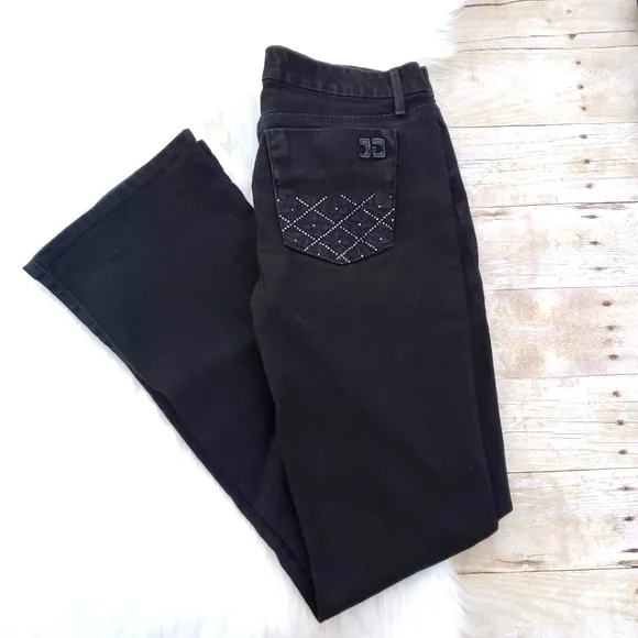 Joe's Jeans Honey Flared Leg Low Rise Black Premium Denim Pants
