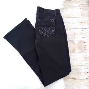 Joe's Jeans Honey Flared Leg Low Rise Black Premium Denim Pants