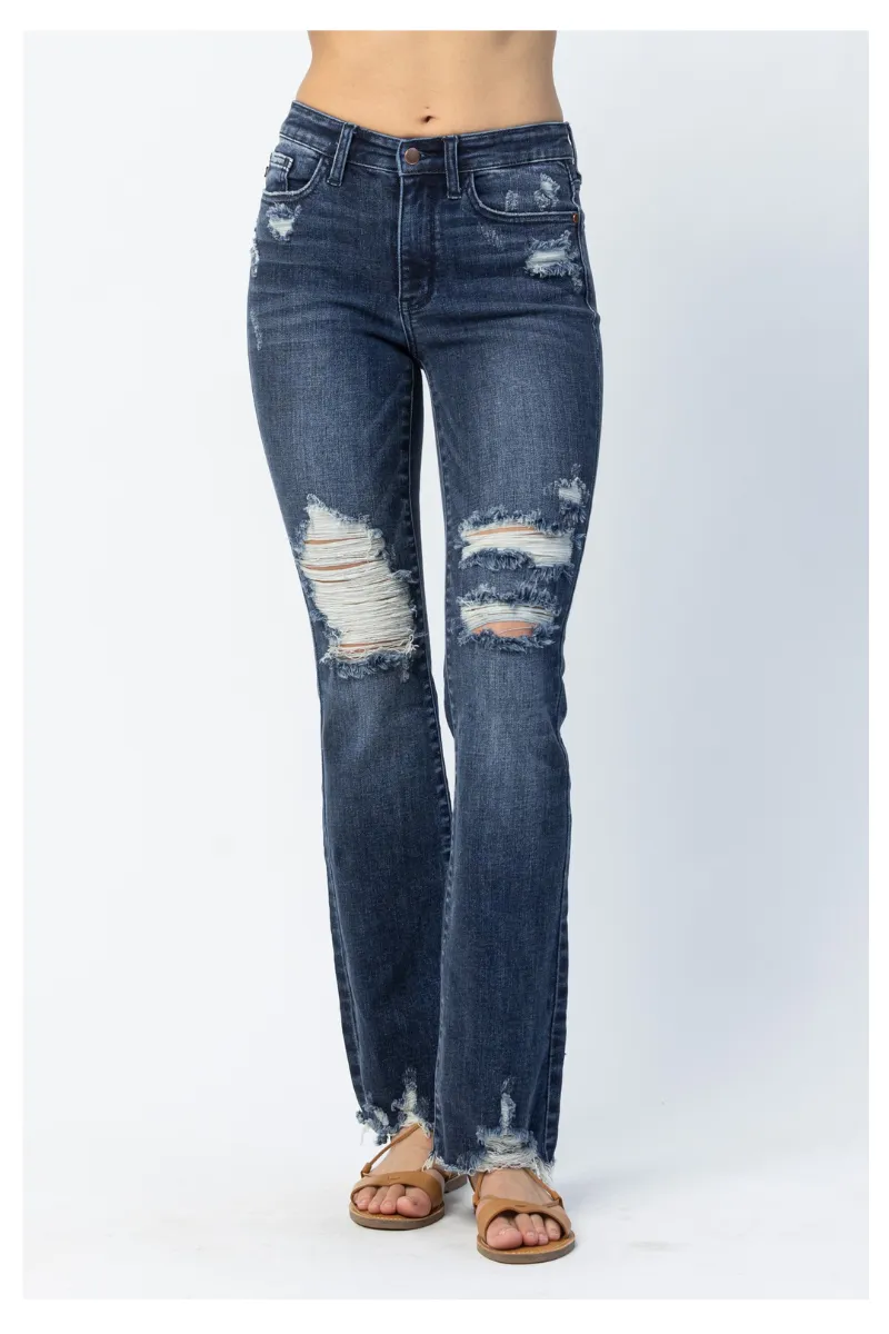 Judy Blue Curvy Slim Bootcut with Distressing