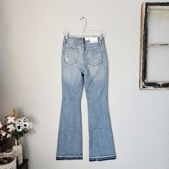 Judy Blue Mid Rise Released Shadow Raw Hem Bootcut Denim Jeans Various NEW