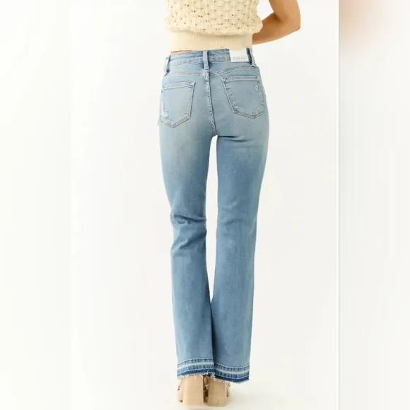 Judy Blue Mid Rise Released Shadow Raw Hem Bootcut Denim Jeans Various NEW