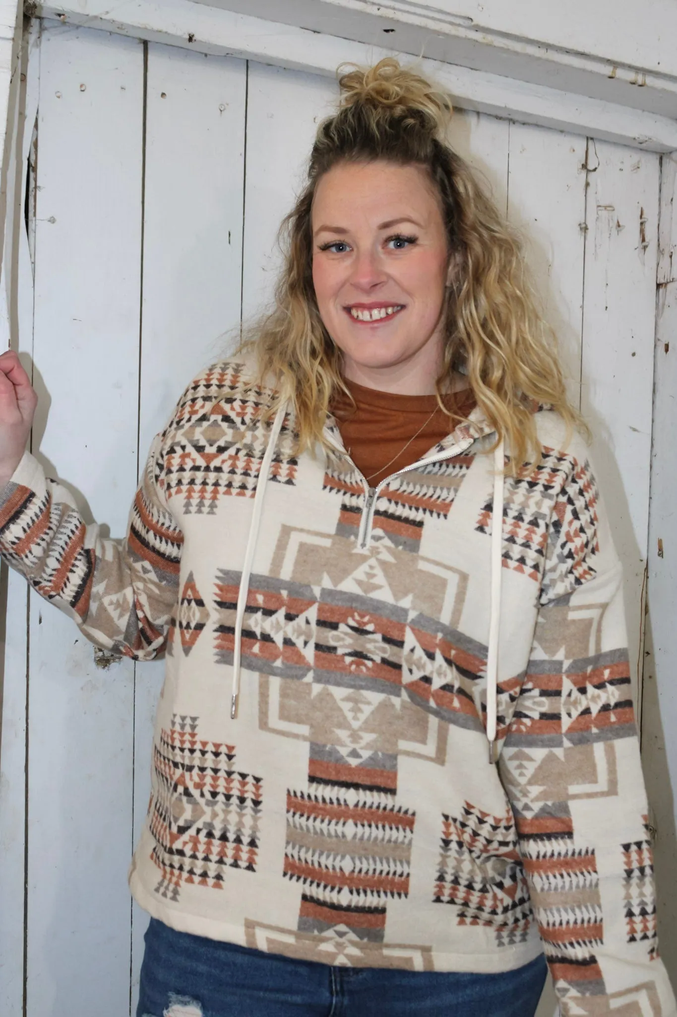 Just Going For It Aztec Hoodie