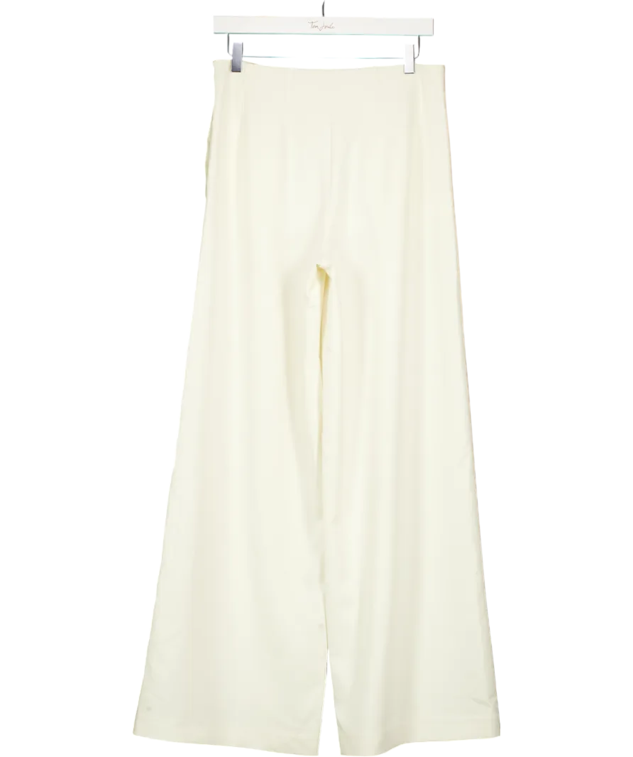 Karen Millen Cream Crepe Pleat Detail Wide Leg Trousers UK 10