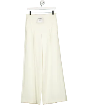 Karen Millen Cream Crepe Pleat Detail Wide Leg Trousers UK 10
