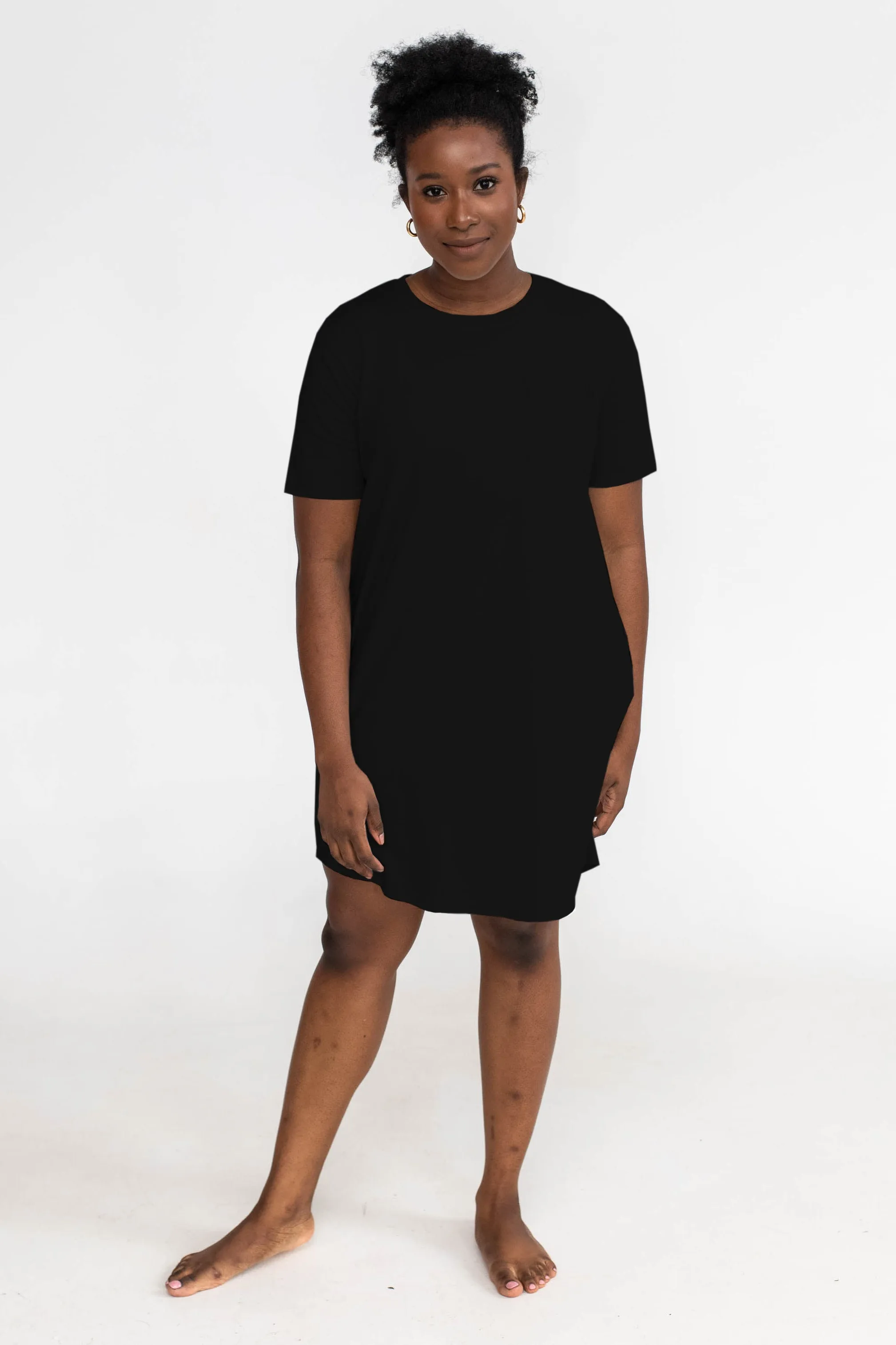 Kayla Easy T-Shirt Dress | Black