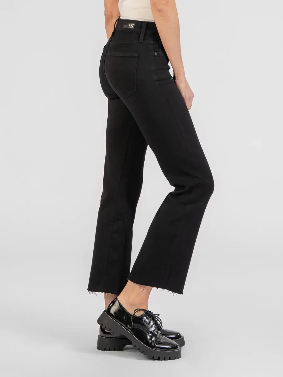 Kelsey Mid Rise Ankle Flare Jean - Black