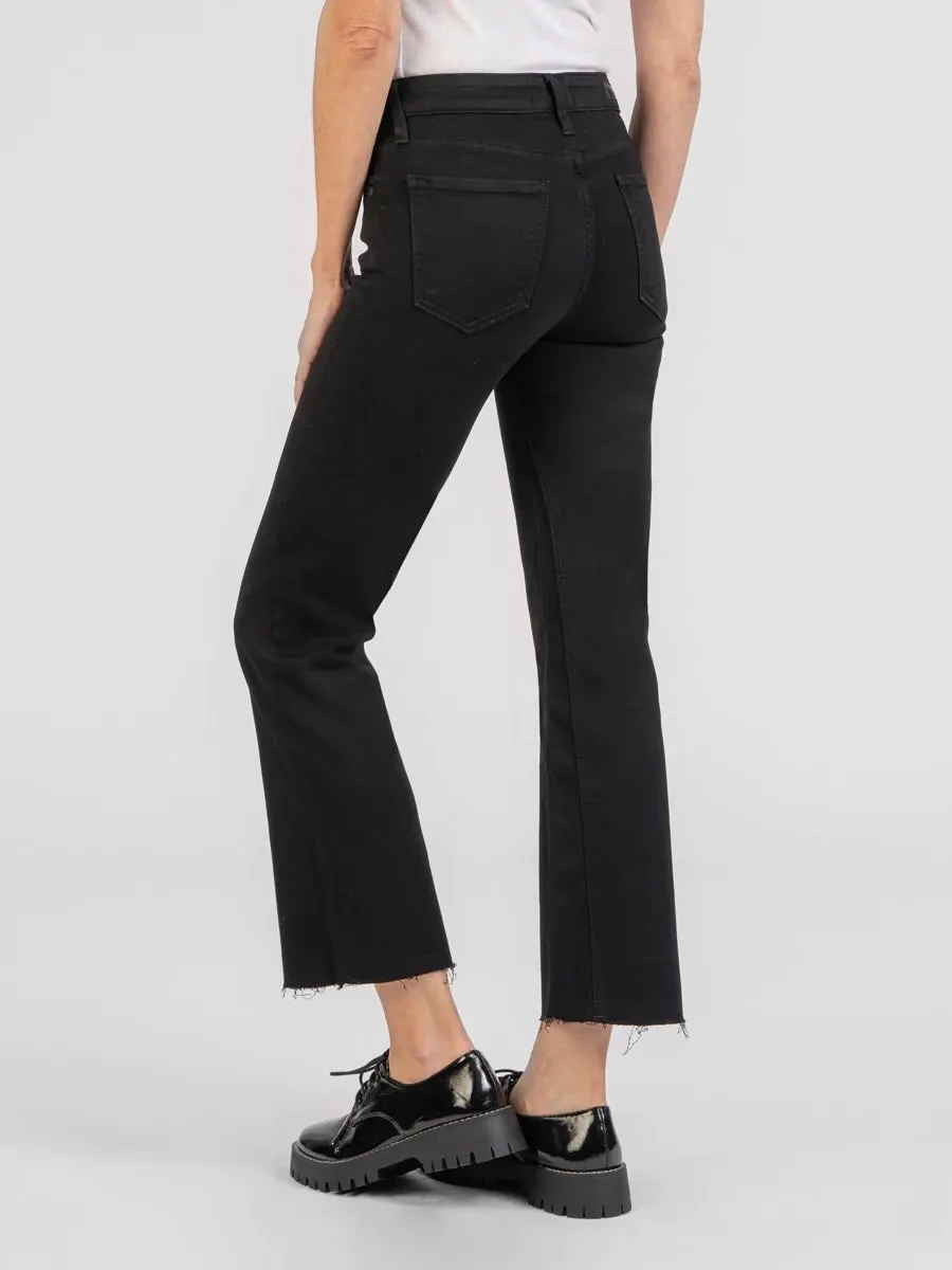 Kelsey Mid Rise Ankle Flare Jean - Black