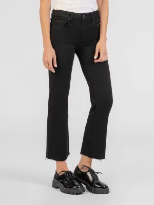 Kelsey Mid Rise Ankle Flare Jean - Black