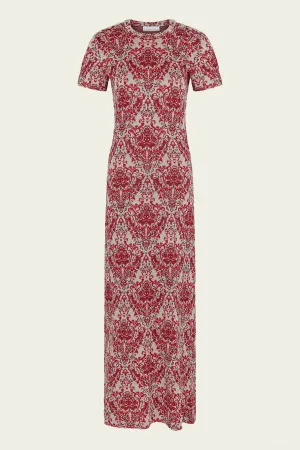 Knitted Maxi Dress in Silver Paisley