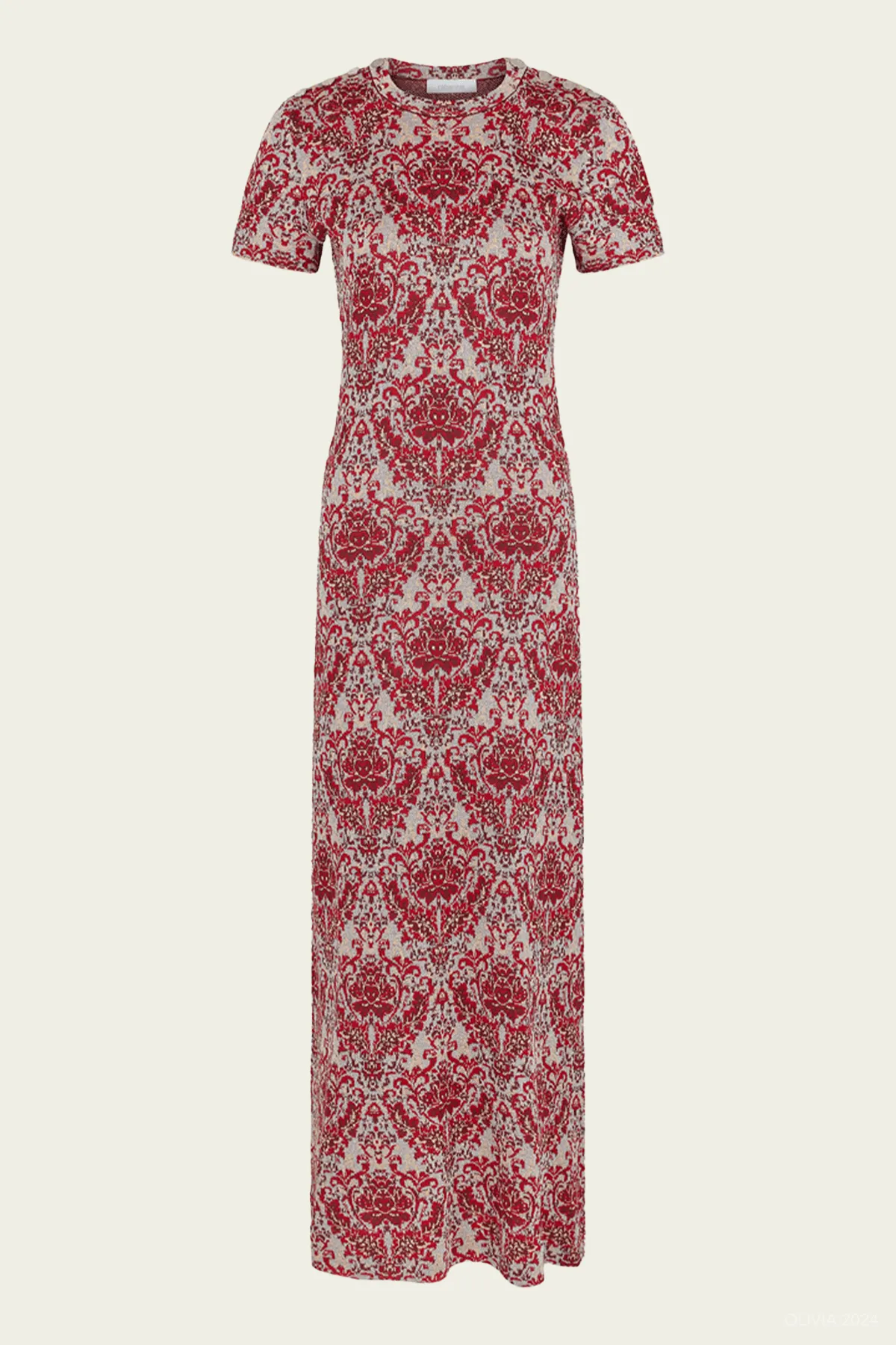 Knitted Maxi Dress in Silver Paisley