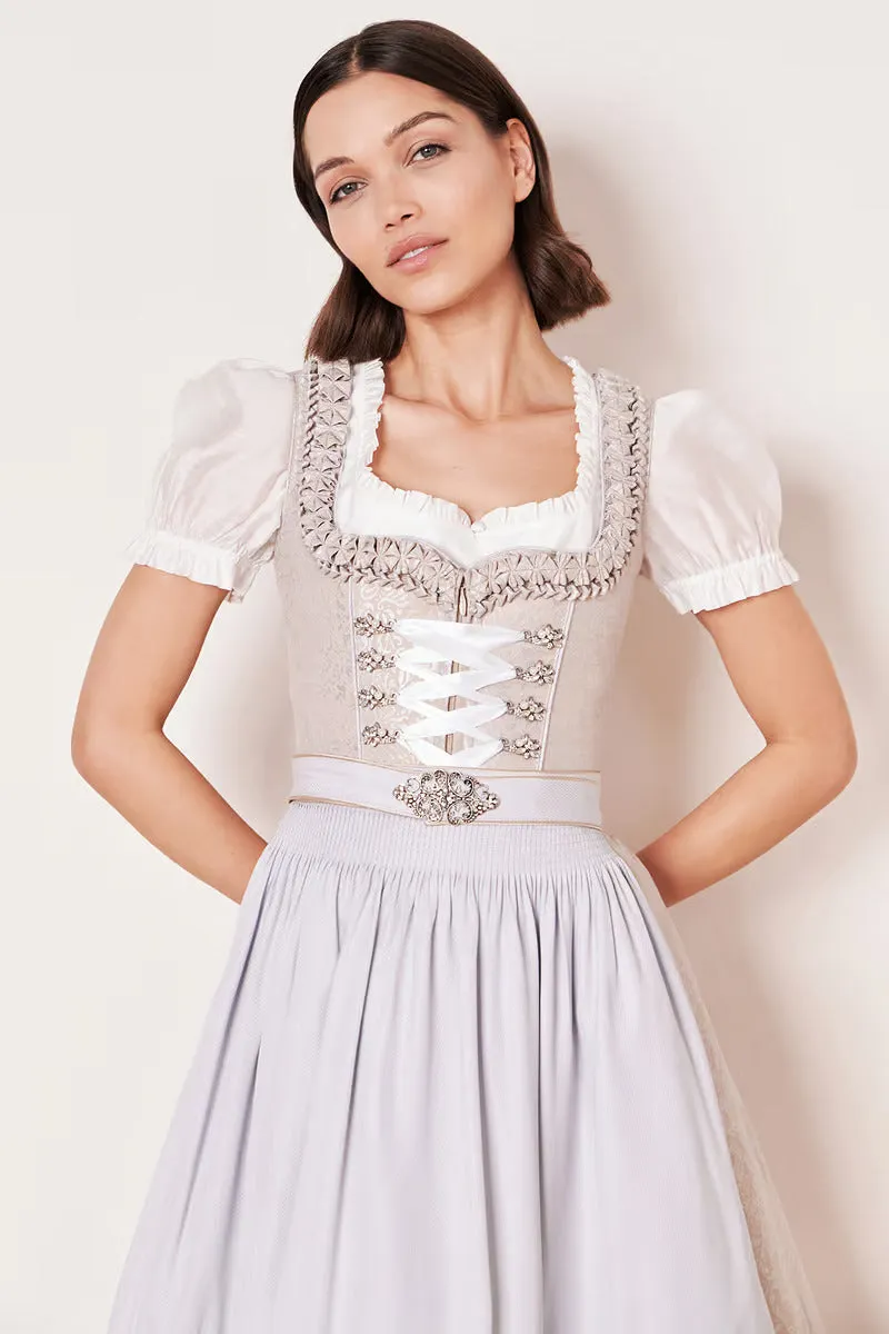 Kruger Midi Dirndl 2pcs. 60cm "Marit" grey (32,38,42)