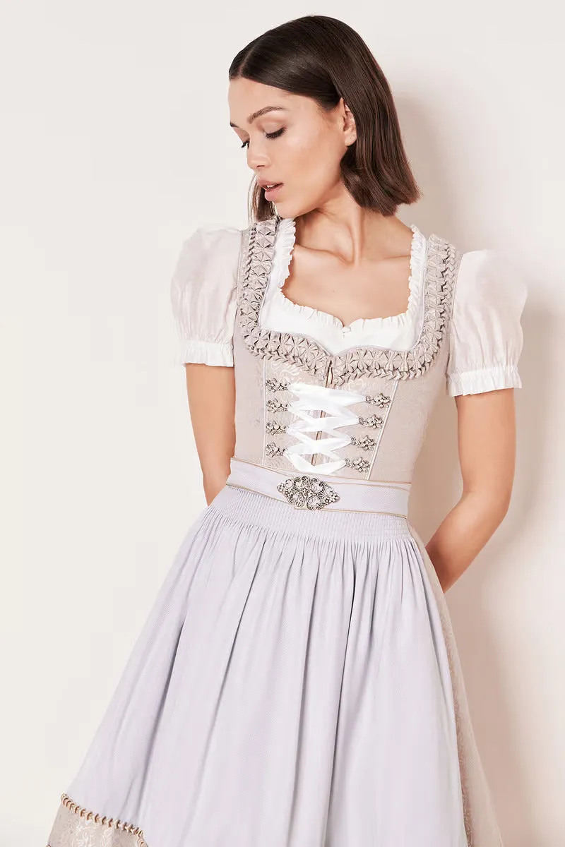 Kruger Midi Dirndl 2pcs. 60cm "Marit" grey (32,38,42)