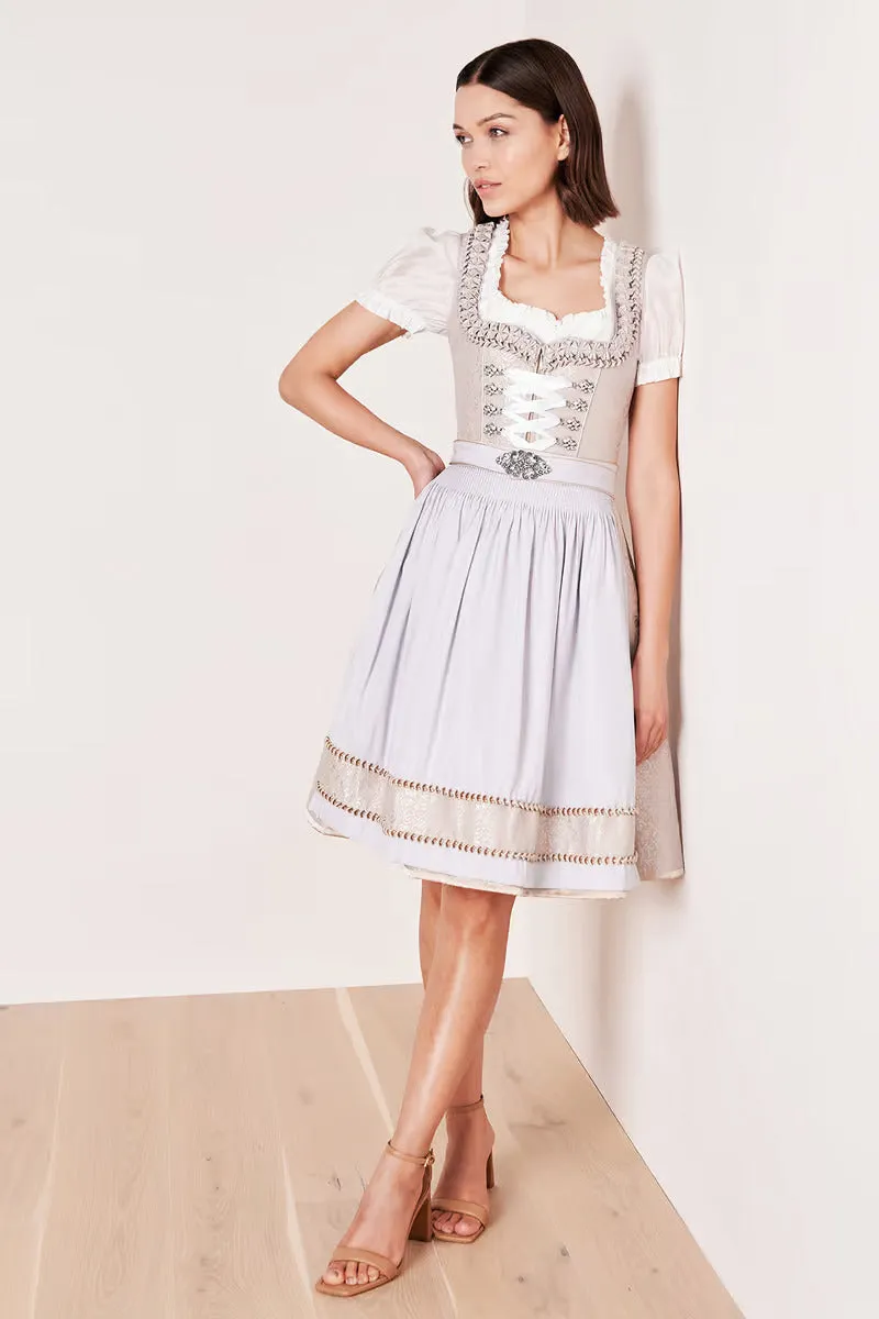 Kruger Midi Dirndl 2pcs. 60cm "Marit" grey (32,38,42)