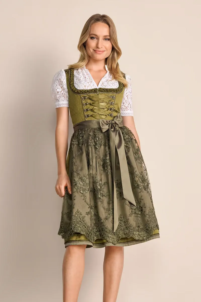 Kruger Midi Dirndl 2pcs. 60cm "Mirna" green  (low stock)
