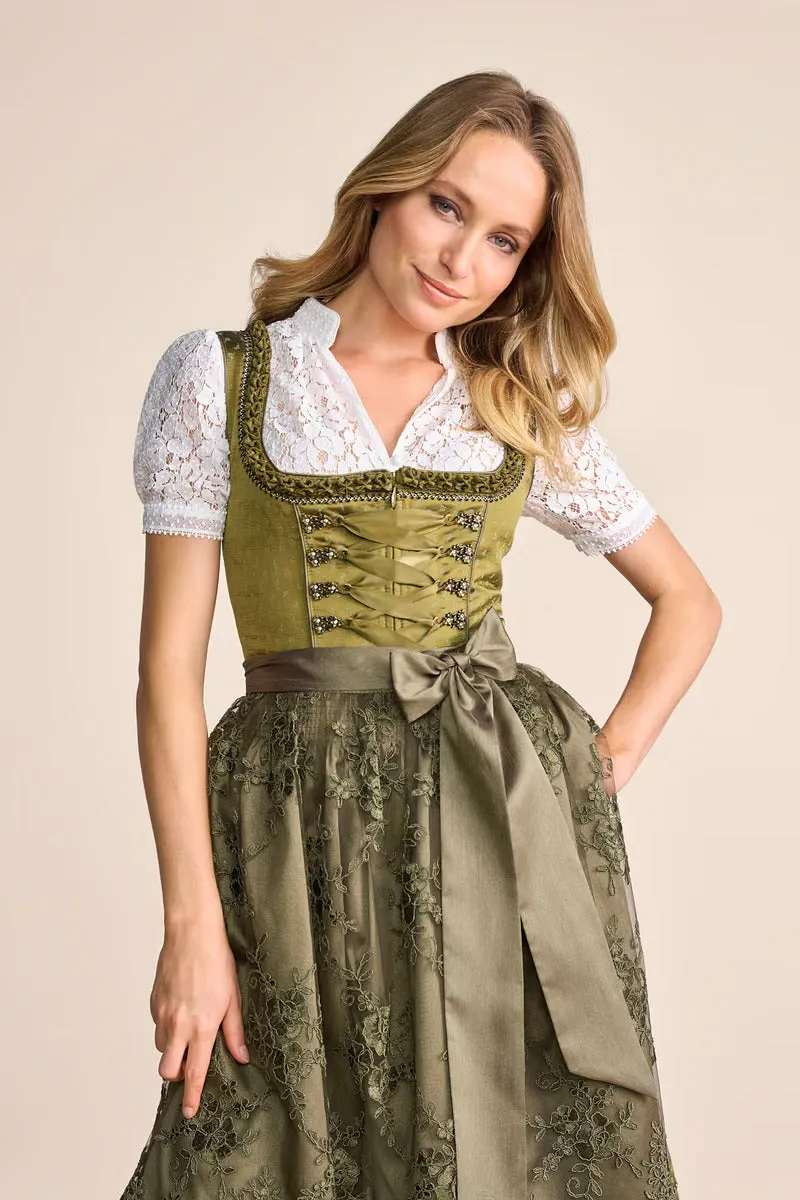 Kruger Midi Dirndl 2pcs. 60cm "Mirna" green  (low stock)